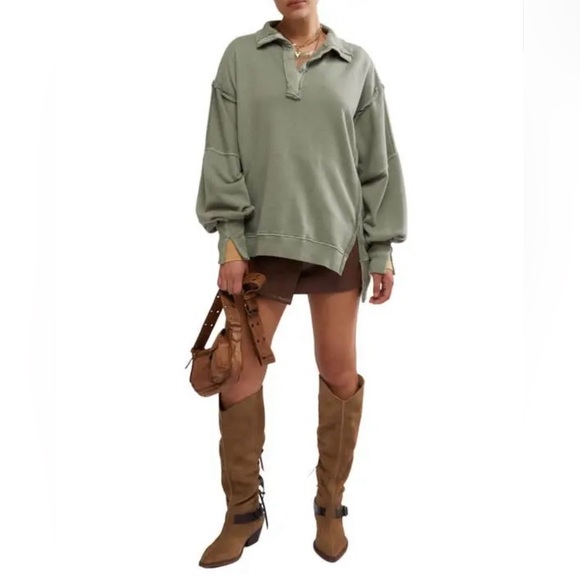 NWT Free People Camden Henley Sweatshirt - Picture 3 of 15